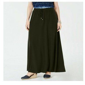 Style & Co. Evening Olive Drawstring Maxi Skirt XS